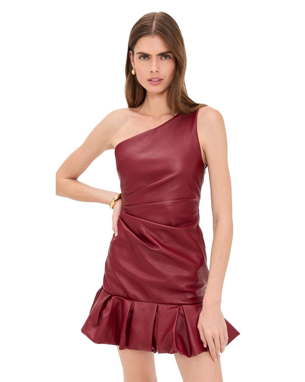 AZULU Sydney Faux Leather Dress in Red | Lyst