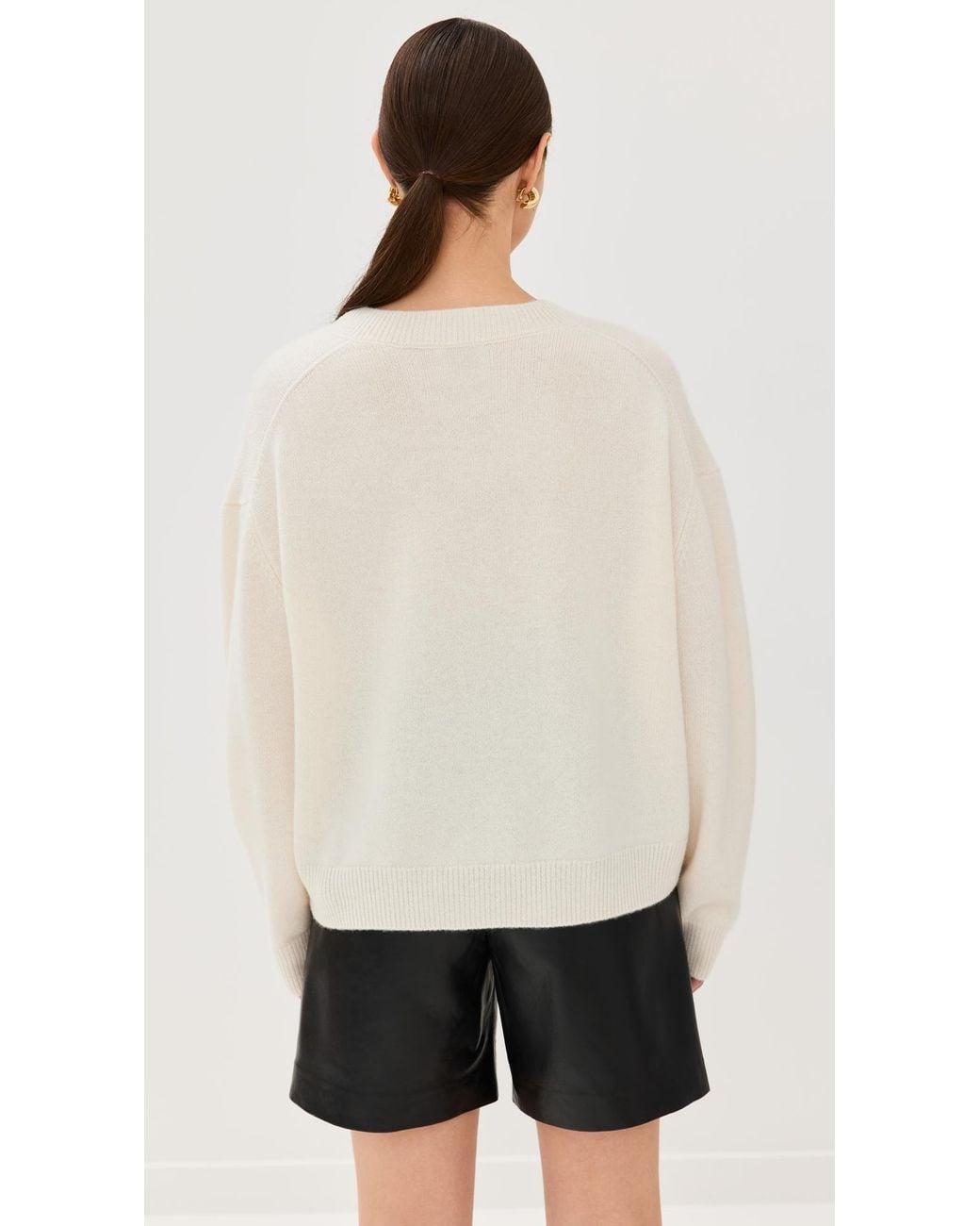 Anine Bing White Lee Cashmere Sweater