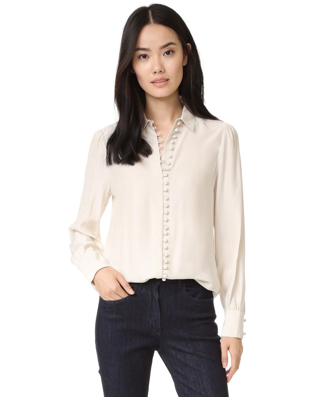 FRAME Victorian Button Up Blouse | Lyst
