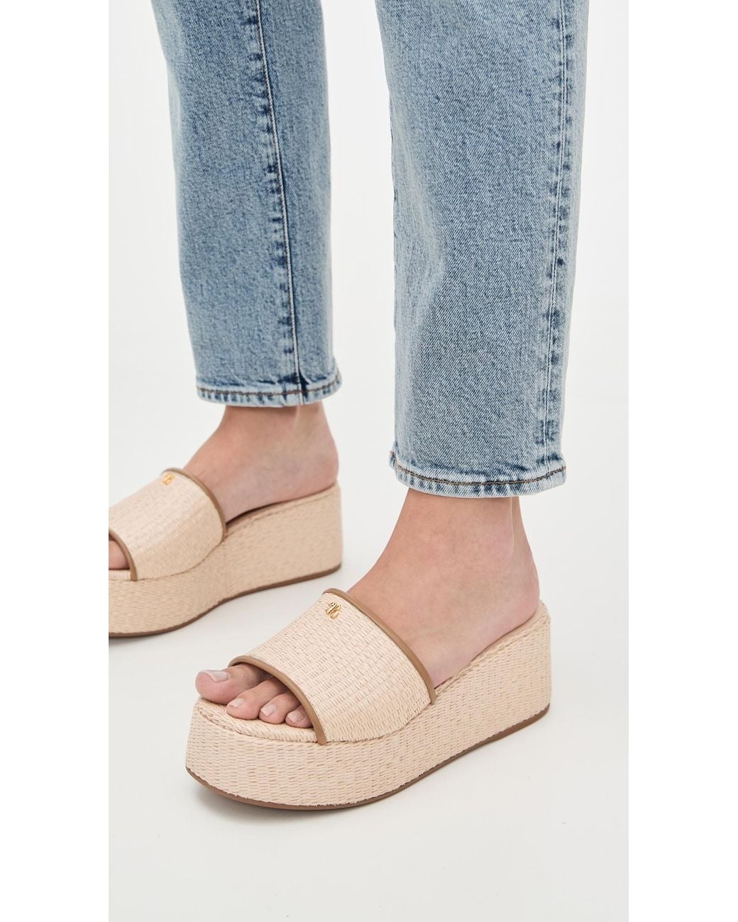 Larroude Natural Alex Flatform Mules