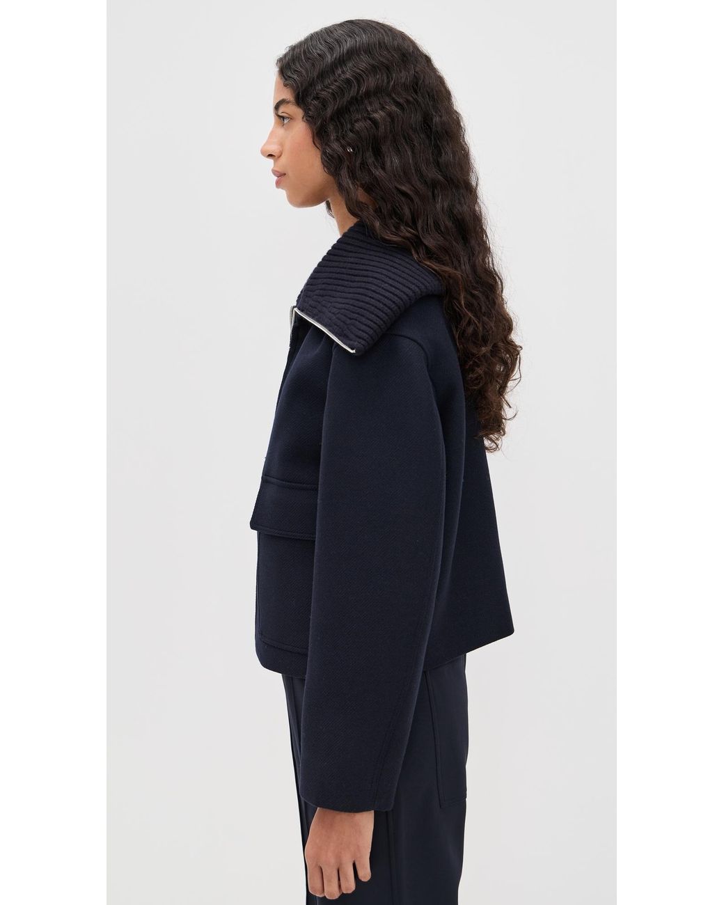 Theory Blue Cozy Collared Jacket