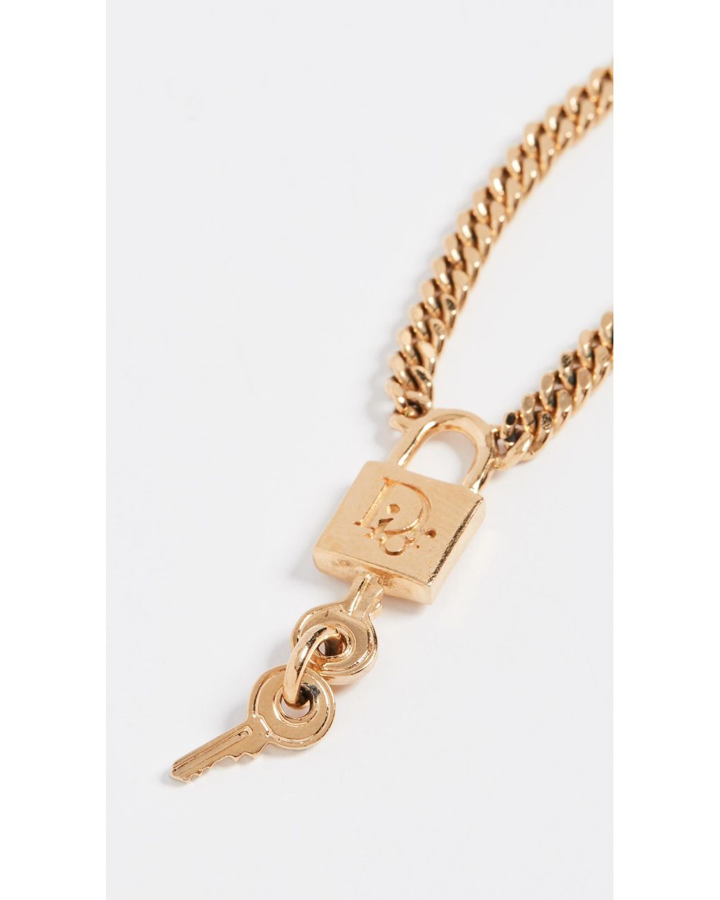 What Goes Around Comes Around Dior Lock Necklace in Metallic Lyst
