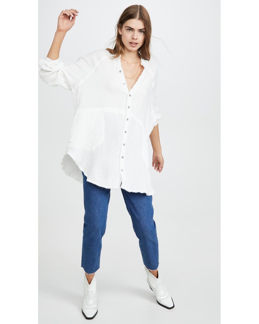 Free People Cotton Summer Daydream Button Down in White | Lyst