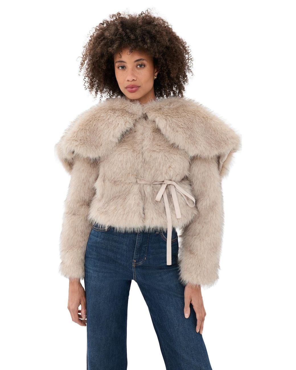 House Of Sunny Gaia Faux Fur Jacket in Blue | Lyst