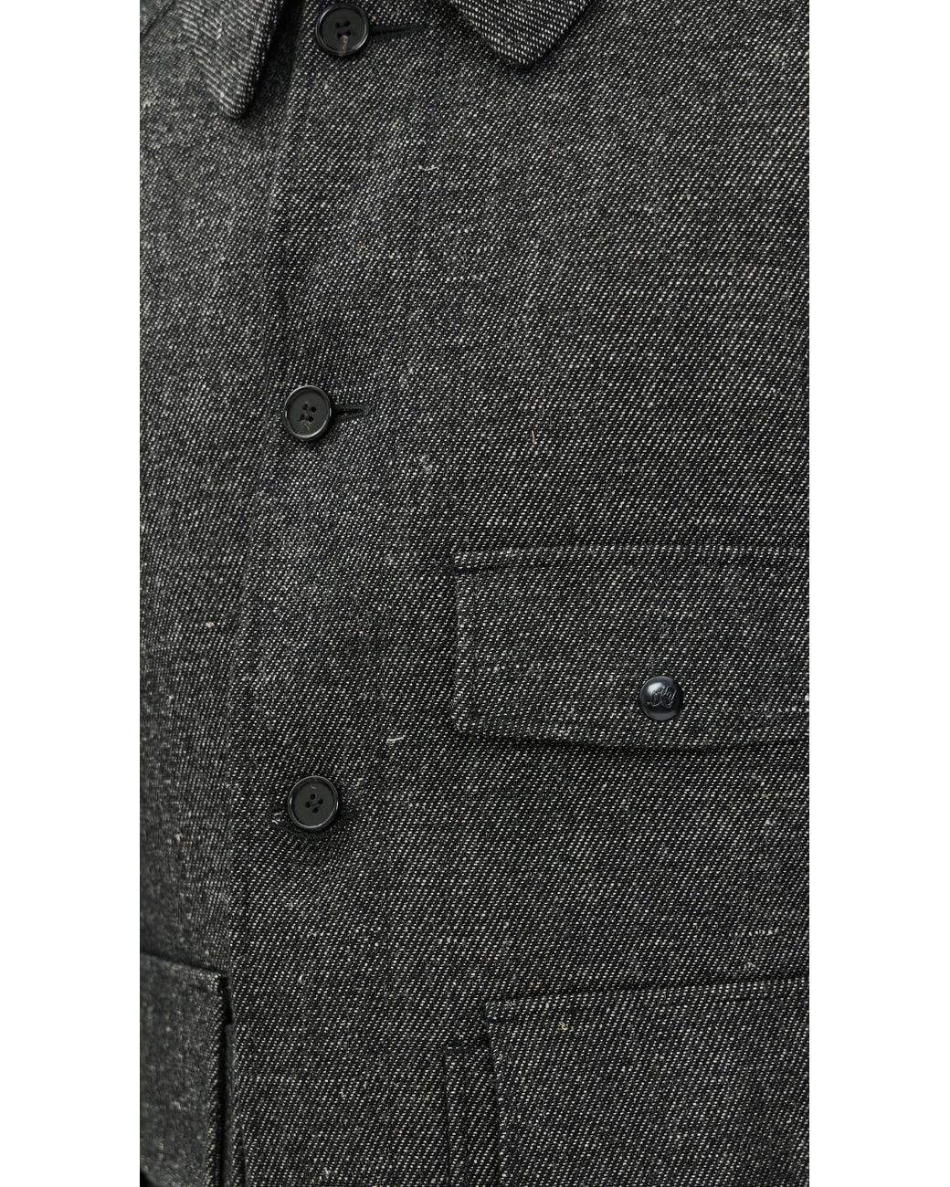 KNICKERBOCKER Black Mill Shetland Wool & Linen Coat for men