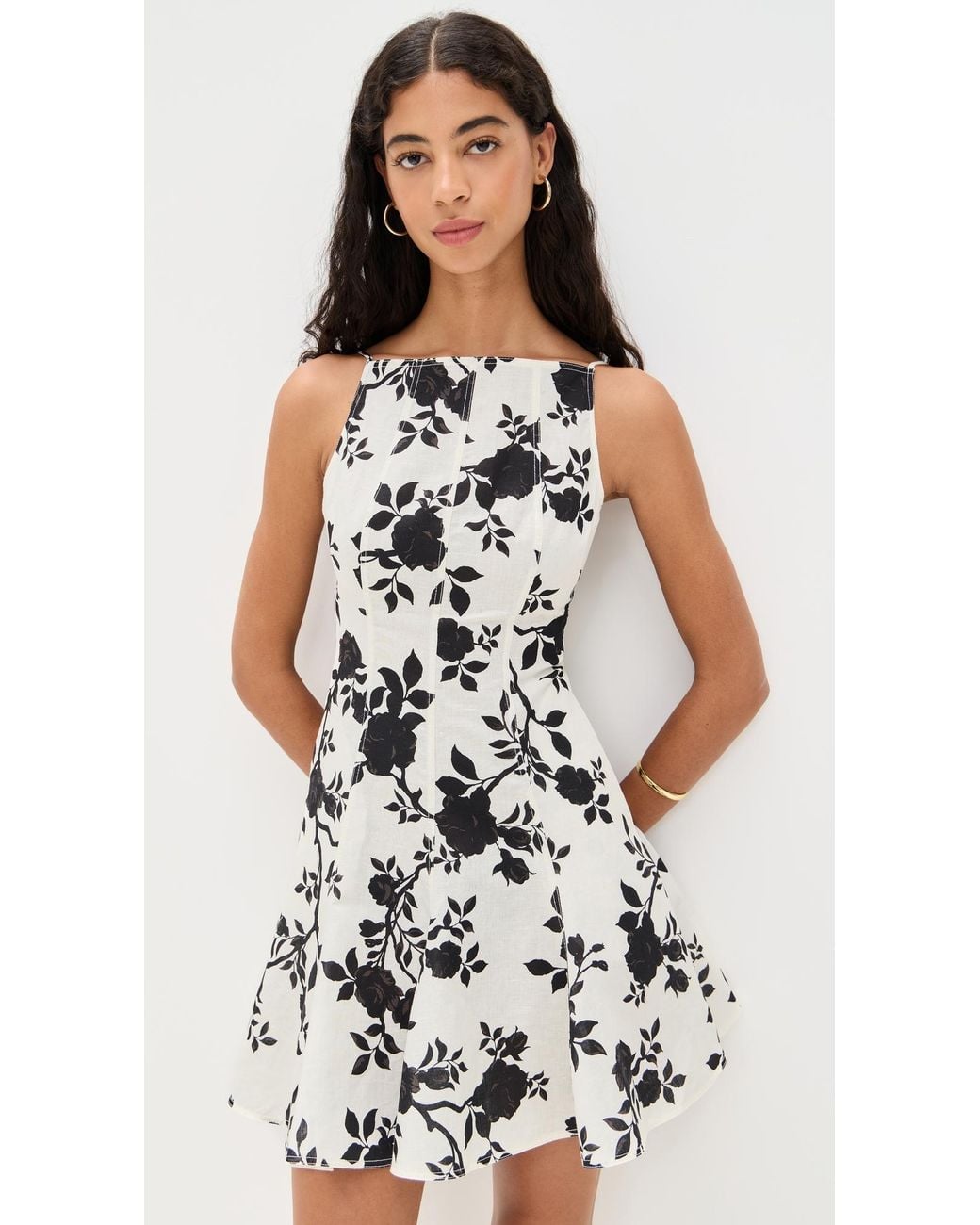 self-portrait-floral-print-linen-mini-dress-in-white-lyst
