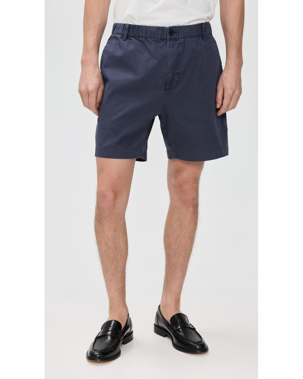 Alex Mill Blue Herringbone Pull On Shorts 7 for men