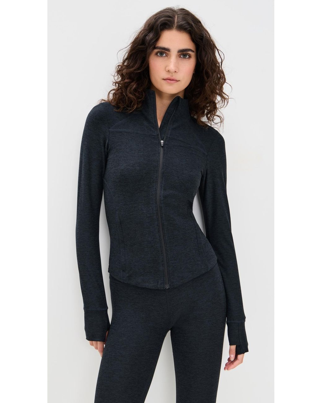 Beyond Yoga Black Spacedye Trails Active Jacket
