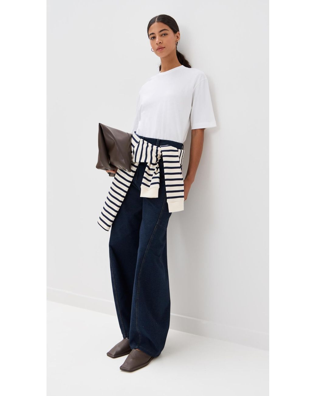 Tibi White Program Mock Neck T-Shirt