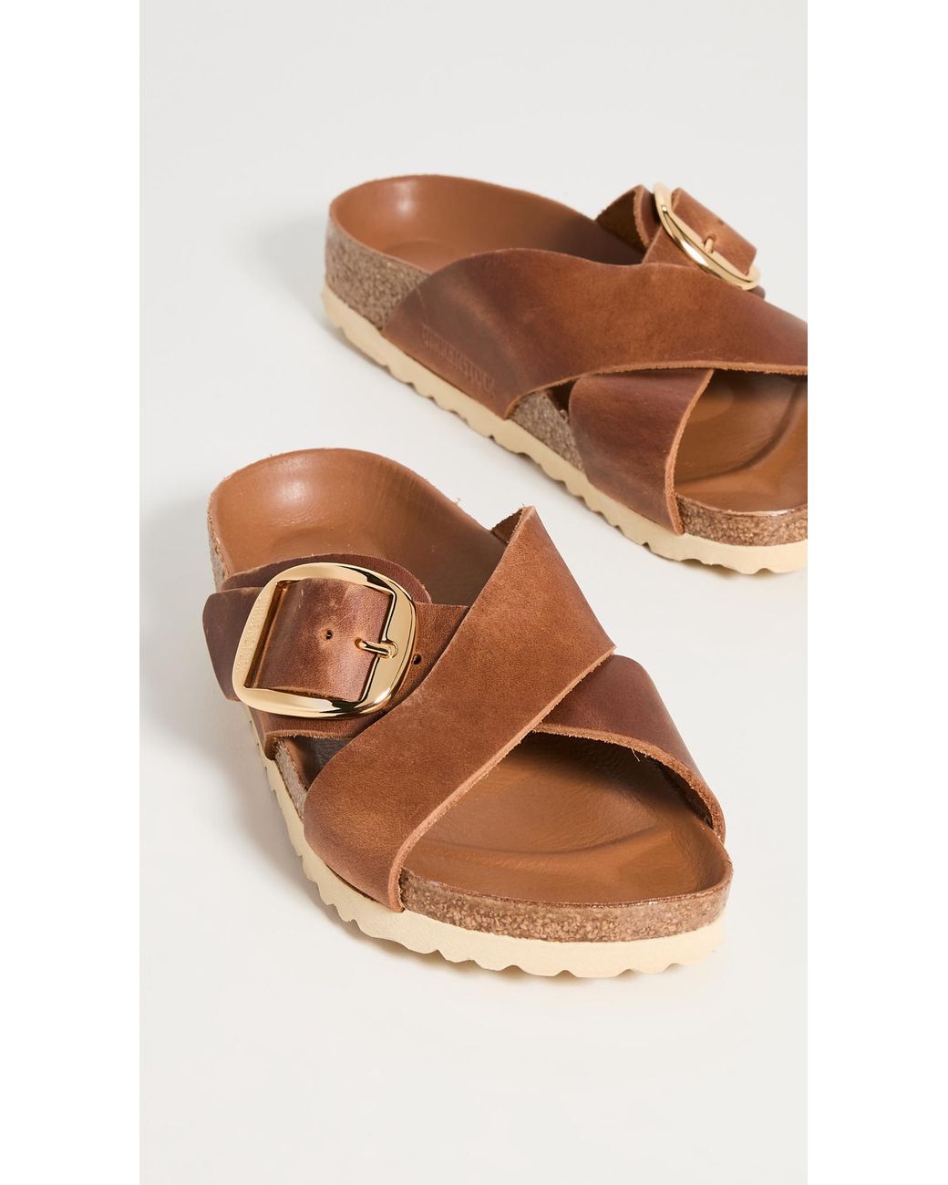 Birkenstock Leather Siena Big Buckle Sandals in Cognac (Brown) Lyst
