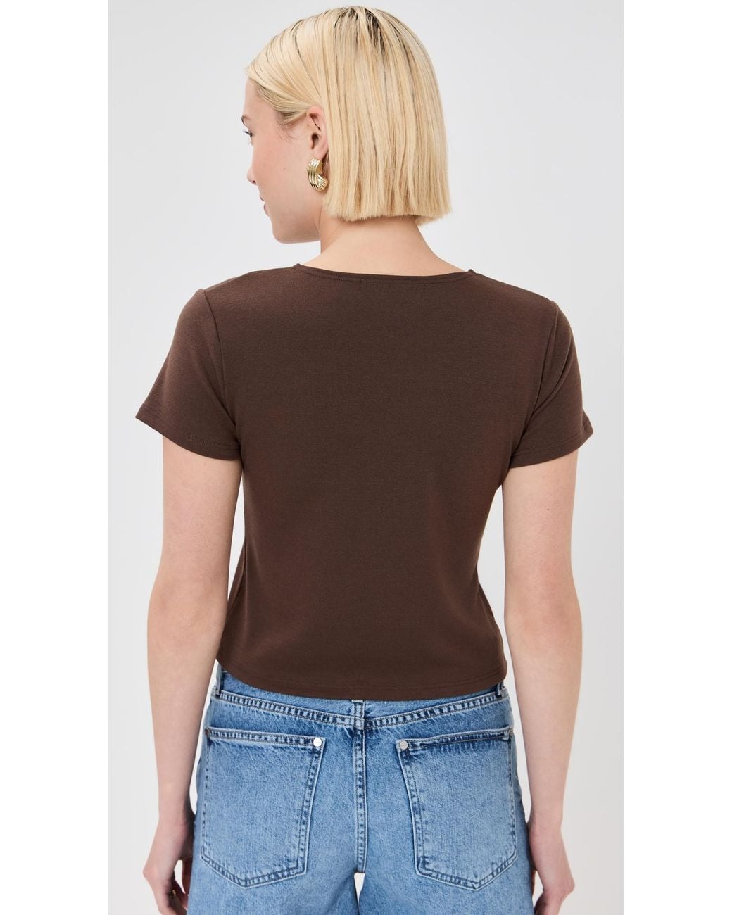 Le Bos Black Eloise Solid Crop Tee