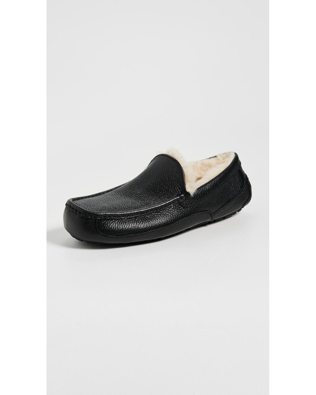 Ugg Black Ascot Leather Slippers for men