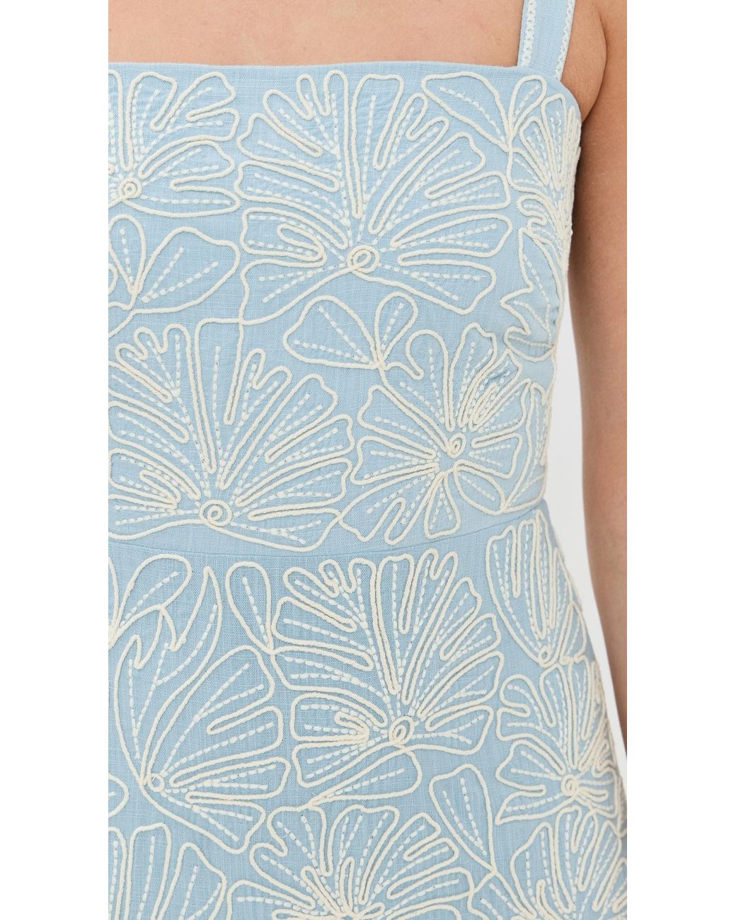 green emerald velvet dress Ella Embroidered Midi Dress in Bluebell/Ecru main image 1