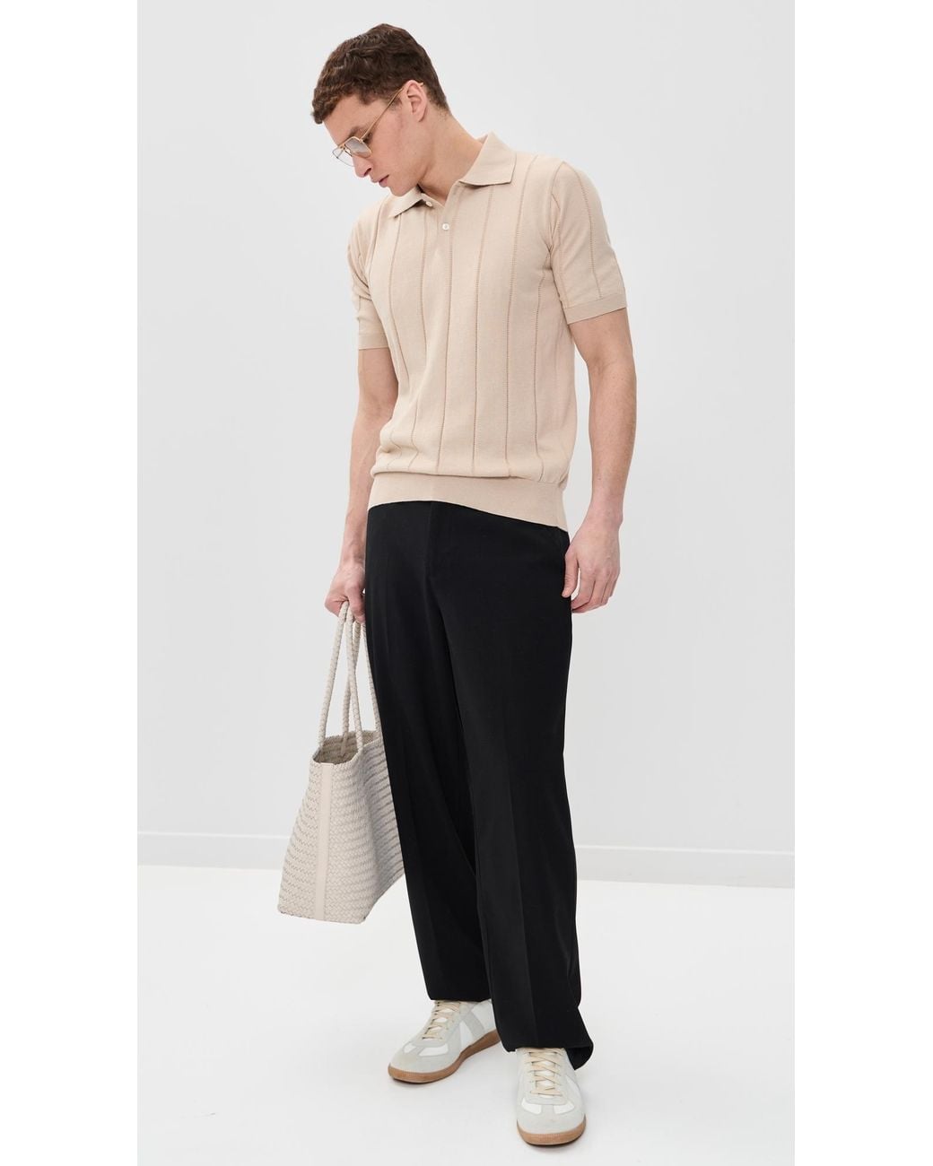 Far Afield Natural Jacobs Knitted Polo for men