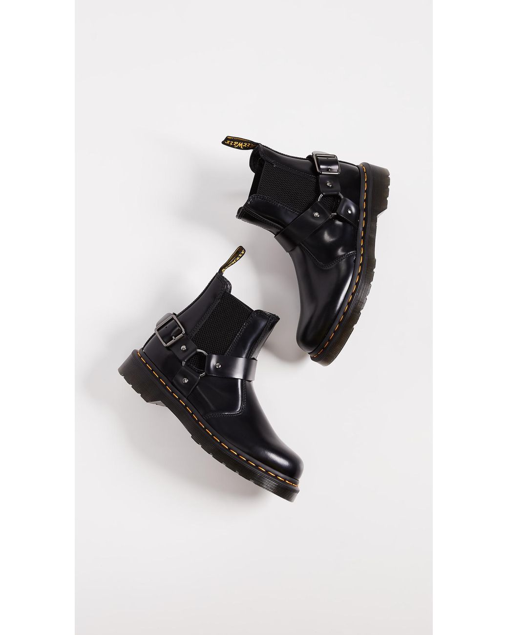 dr martens wincox black leather harness chunky chelsea boots