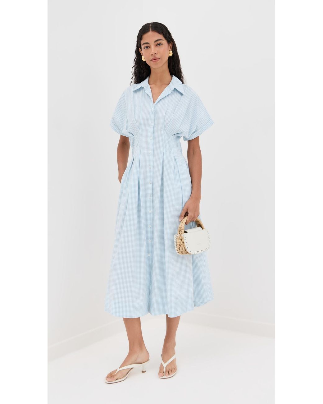 Le Bos Blue Roberta Button Down Dress