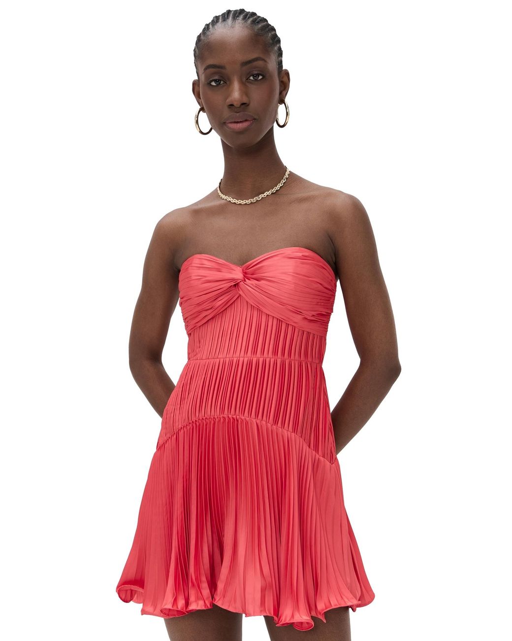 strapless open back dress Clemira Pleated Mini Dress