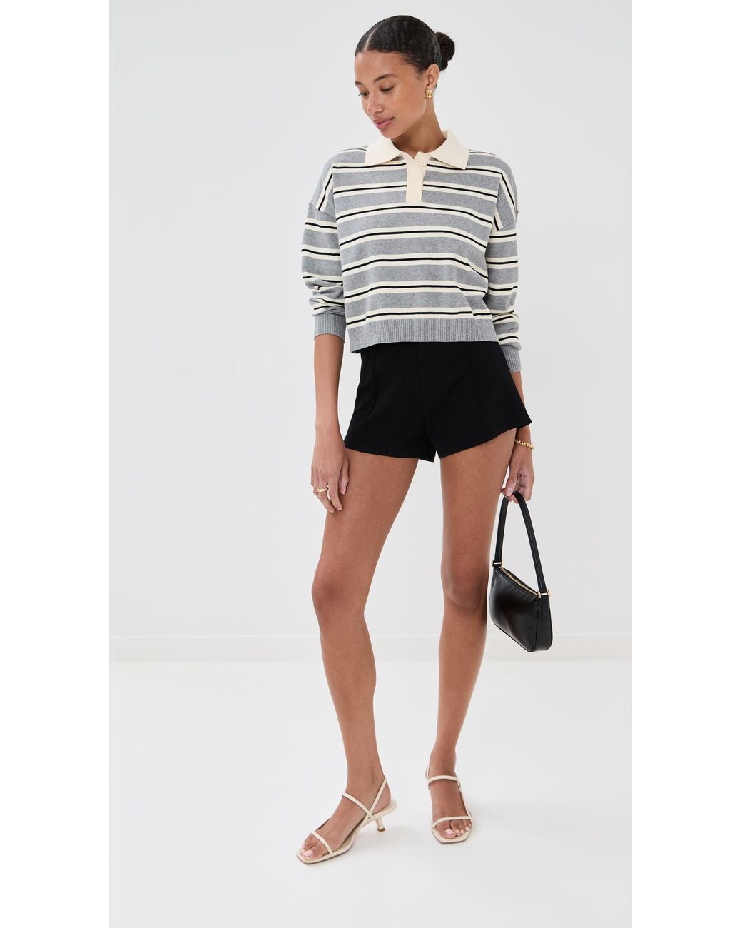 Le Bos Black Zadie Cropped Polo