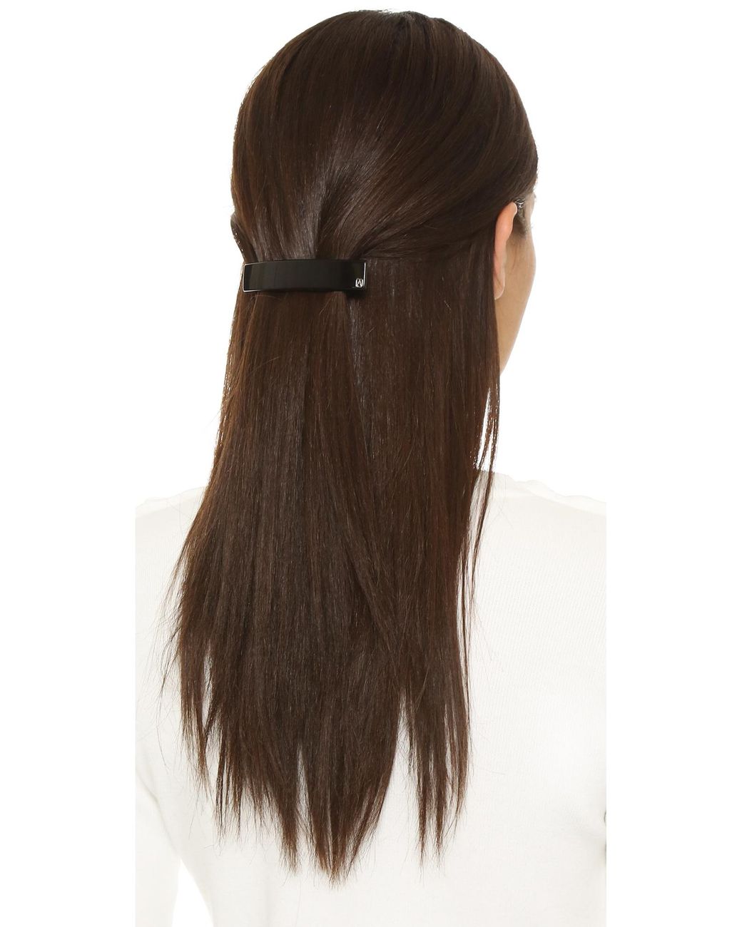 Alexandre De Paris Thin Hair Clip In Black Metallic Lyst