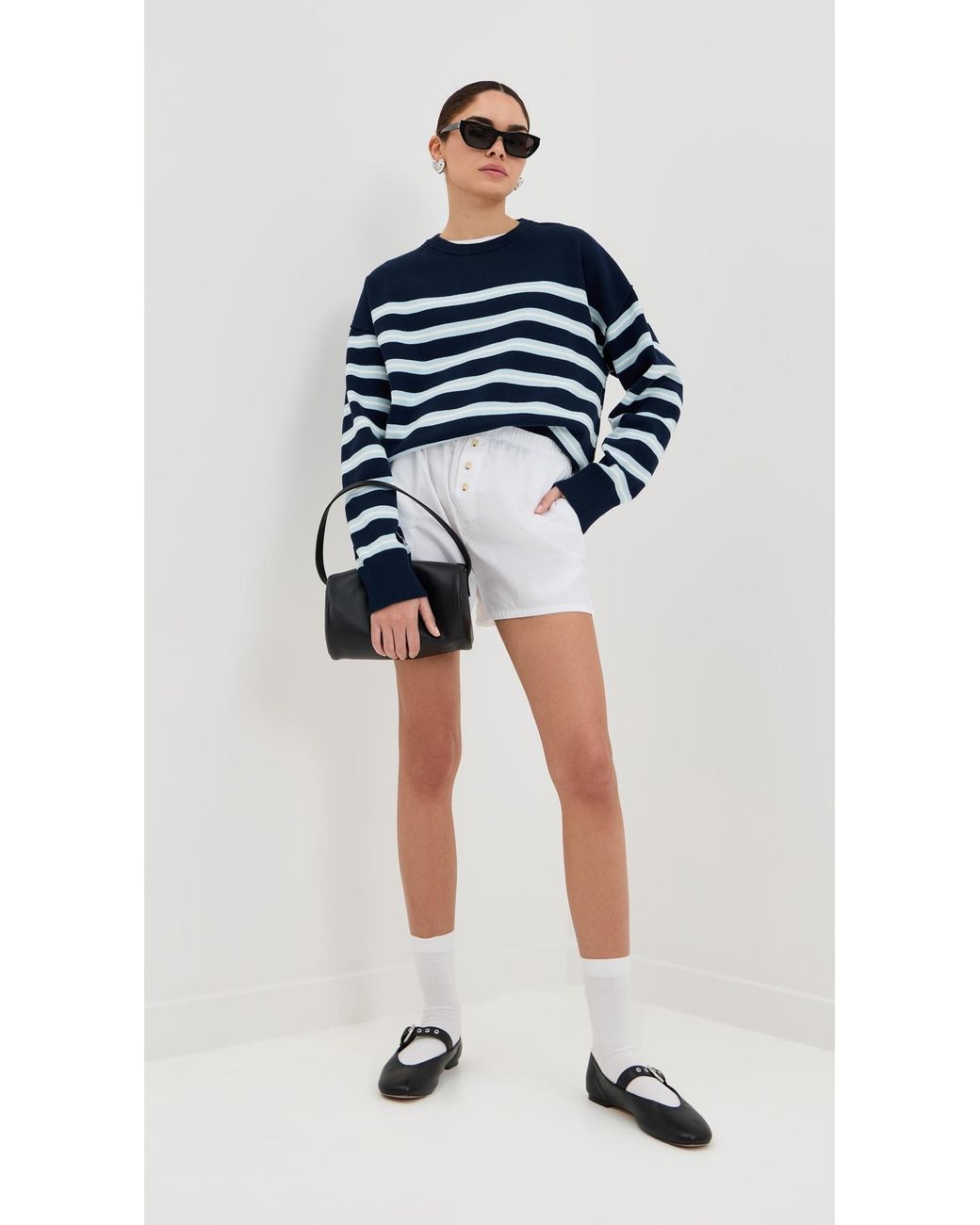 Le Bos Blue Striped Boxy Pullover