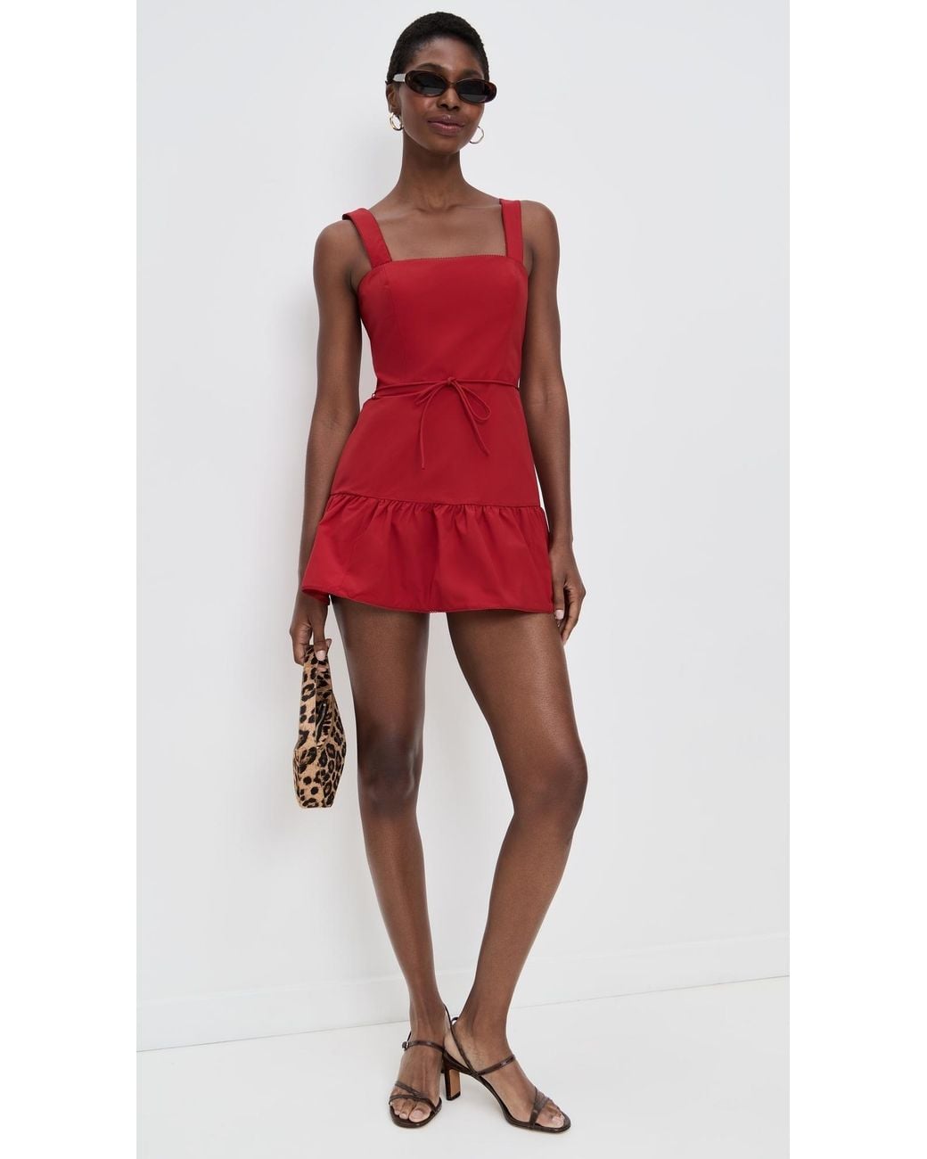 amanda uprichard red leather dress Ginger Skort Romper – Sleek Black Mini With Stitch Detailing & Side Pockets Mini dress