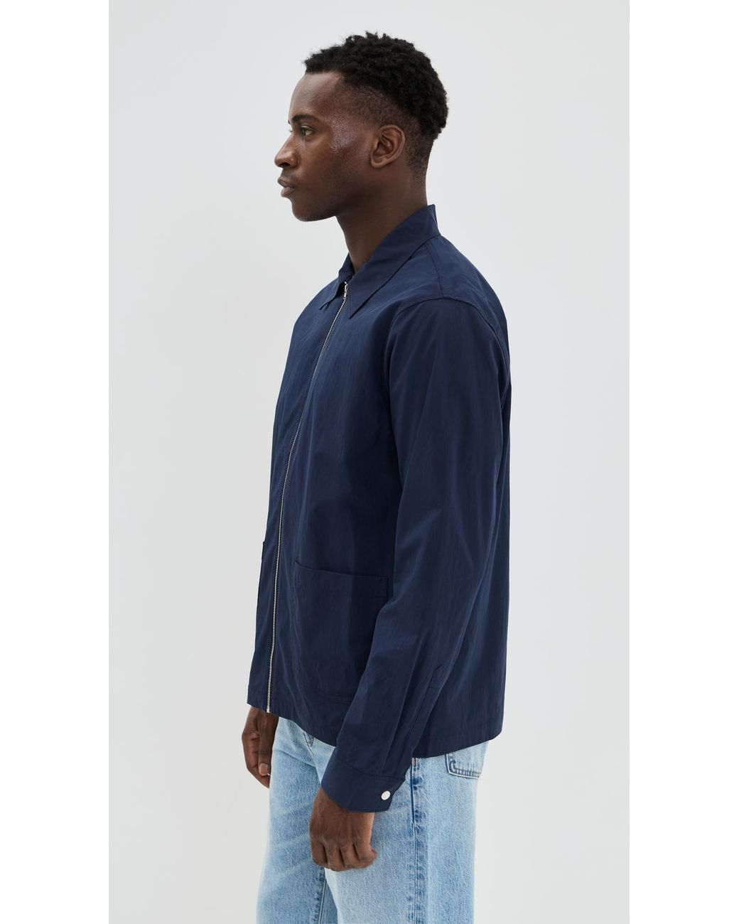 NN07 Virgil Poplin Zip Shirt Jacket in Blue for Men | Lyst