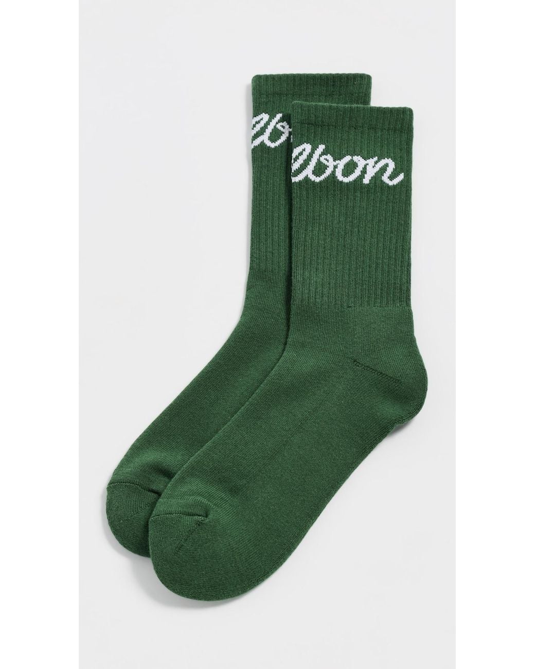 Malbon Green Bon Script Crew Socks for men