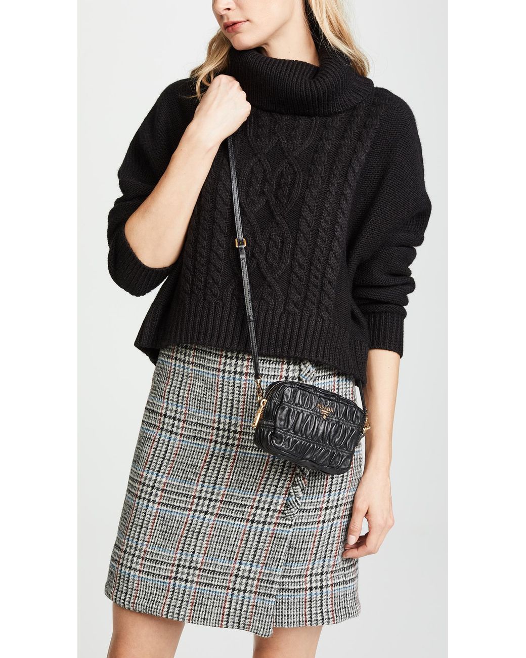 What Goes Around Comes Around Prada Black Nappa Gaufre Mini Bag Lyst