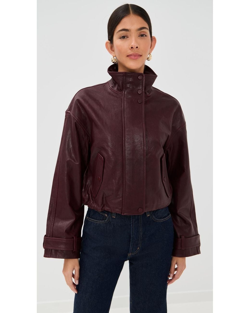 Veronica Beard Red Bateman Leather Jacket