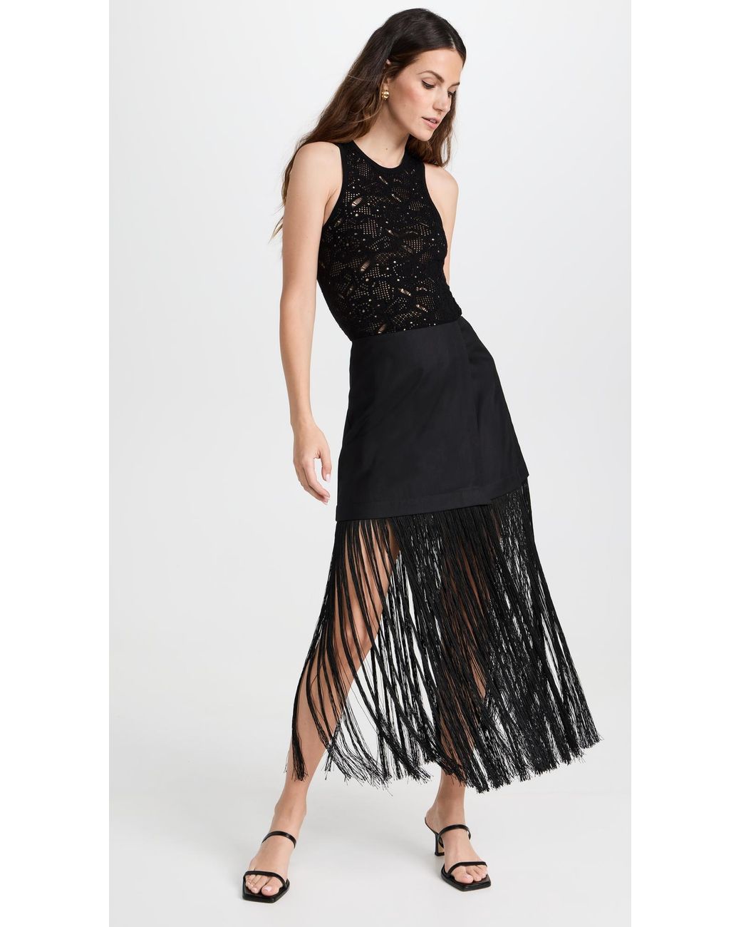 Black fringe skirt 60 hot sale