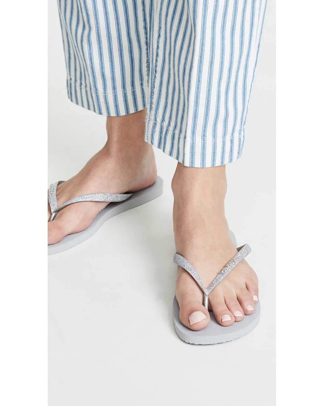 Havaianas Slim Glitter Flip Flops in Grey | Lyst Canada