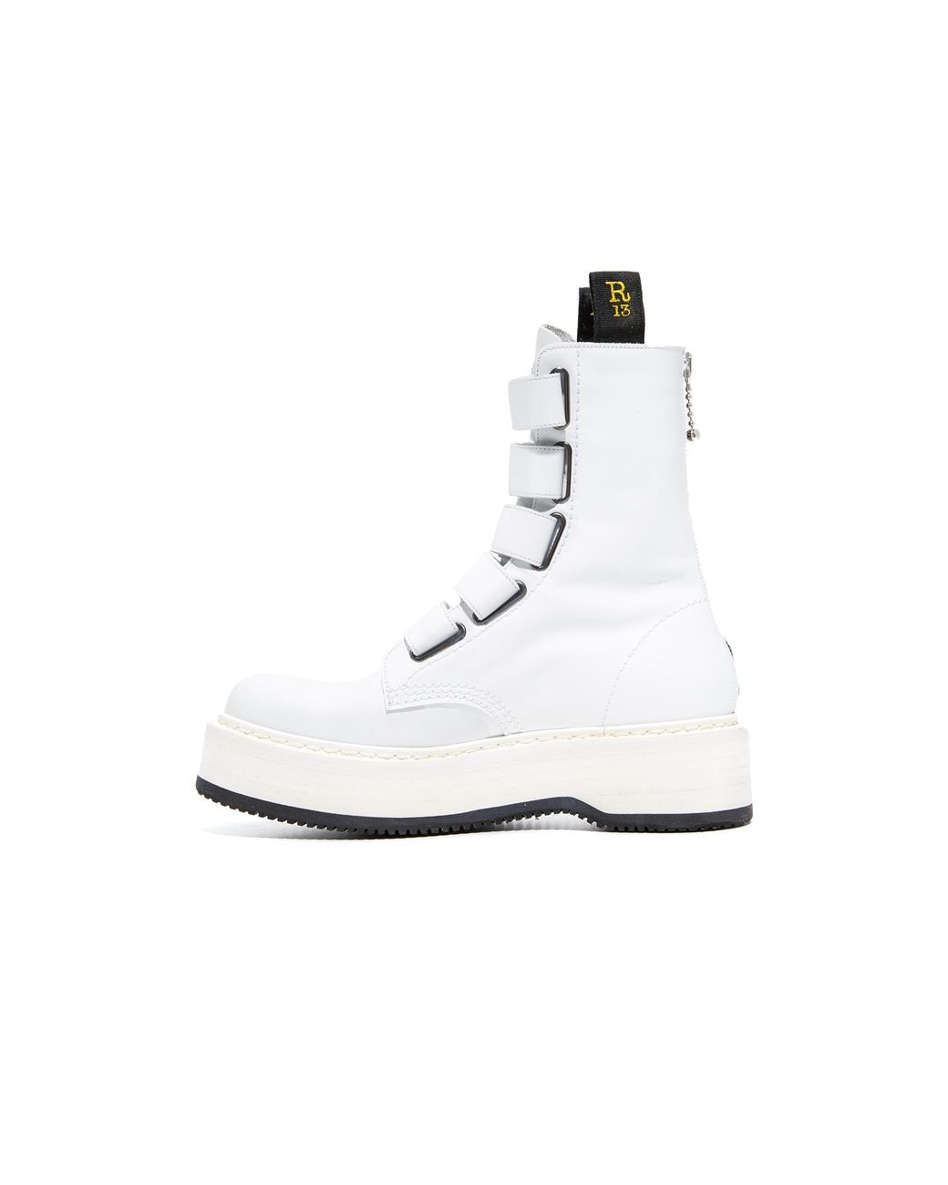 R13 Velcro Single Stack Boots in White Lyst