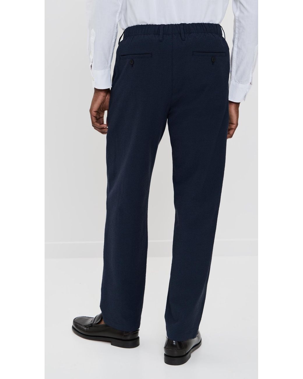 Club Monaco Elasticated Seersucker Trousers in Blue for Men | Lyst