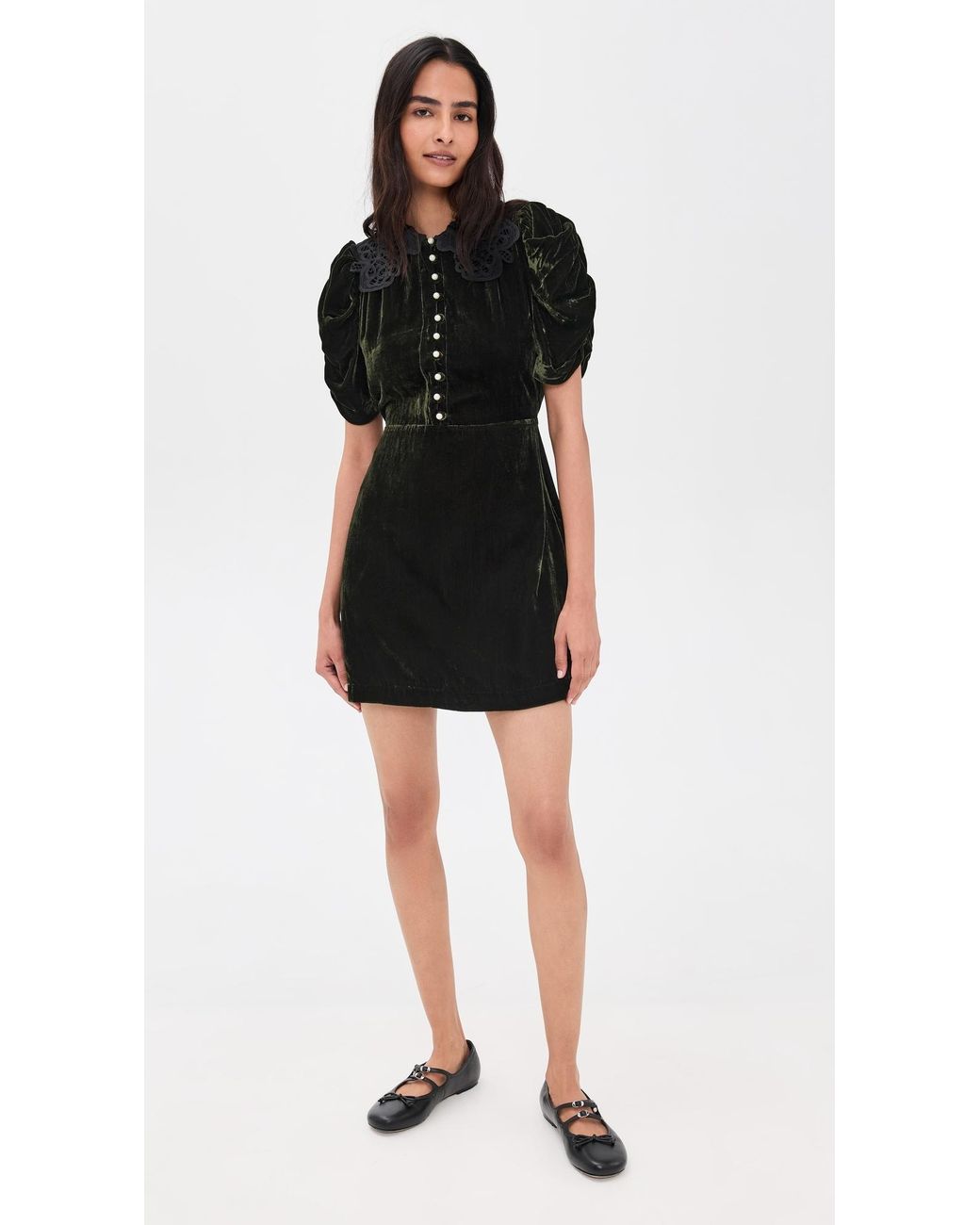 knee length dresses for ladies SELITA GEOMETRIC COTTON JACQUARD PUFF SLEEVE MINI DRESS  Velvet by Graham  & Spencer
