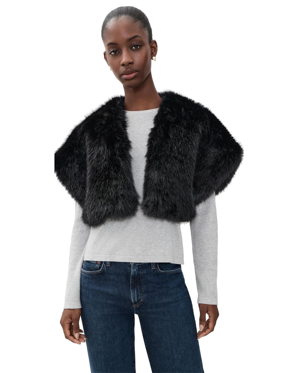 Apparis Black Devin Sable Shrug