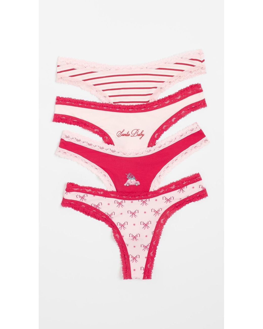 Stripe & Stare Pink Thong 4 Pack