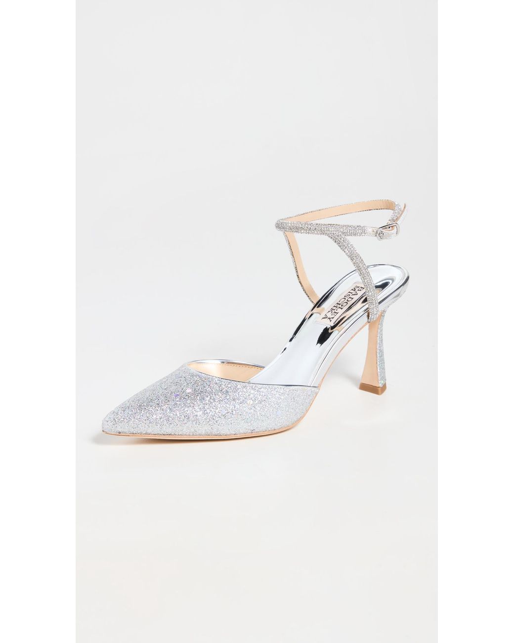 badgley mischka silver pumps