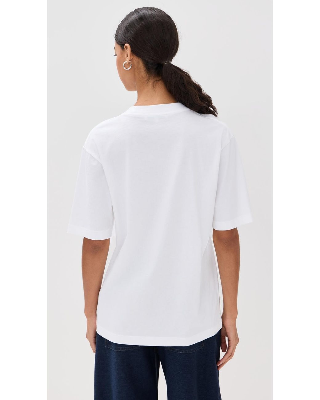 Tibi White Program Mock Neck T-Shirt