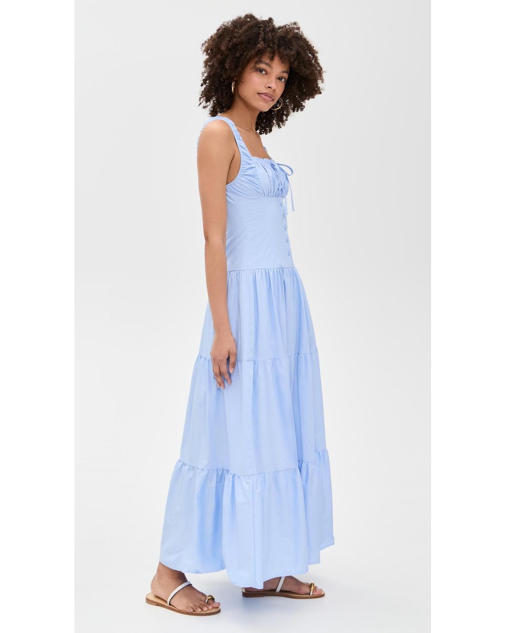 Moon River Sleeveless Corset Top Maxi Dress in Blue | Lyst