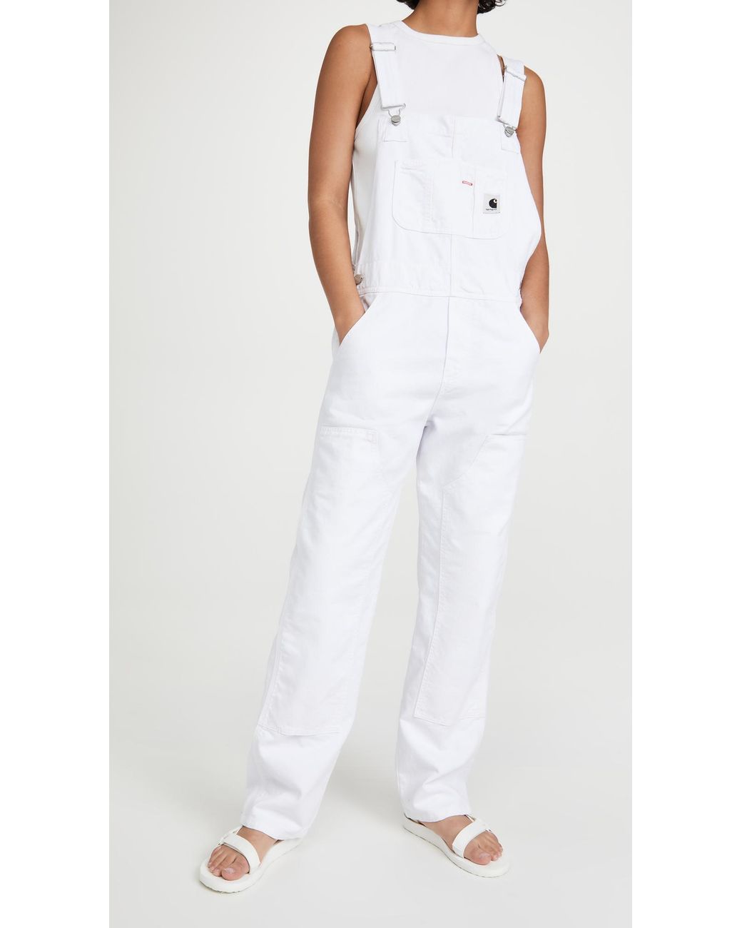 White carhartt overalls women's clearance