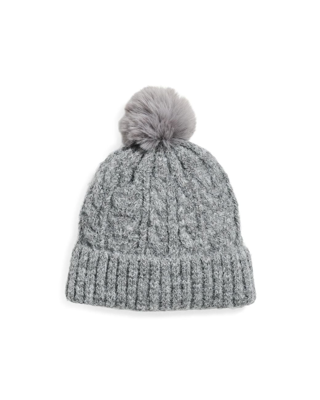 Hat Attack White Alpine Cable Beanie With Pom