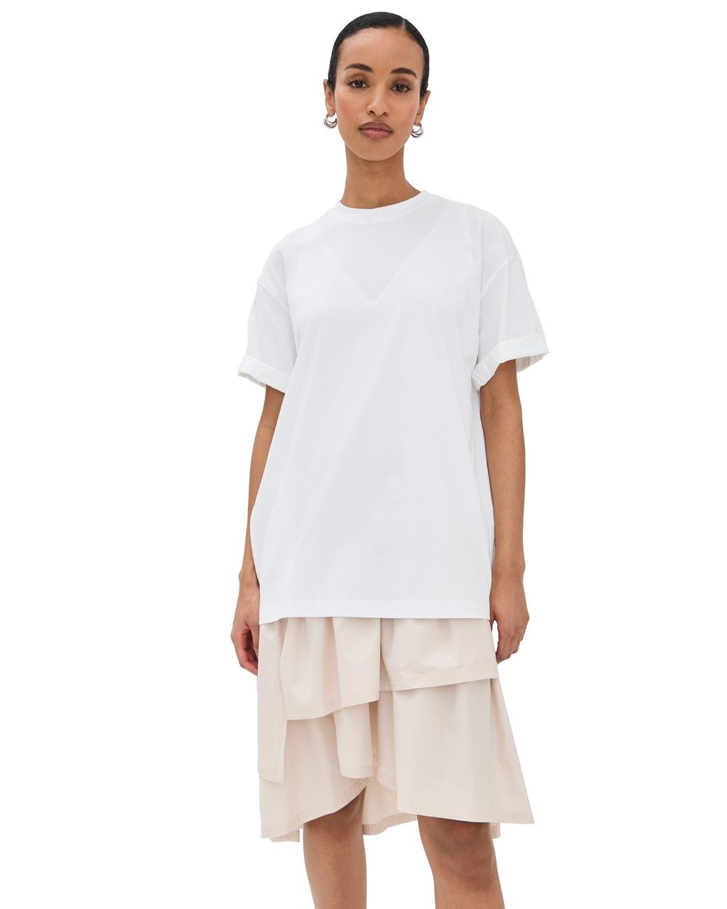 3.1 Phillip Lim Oversize T-Shirt Combo Dress With Ruffle
