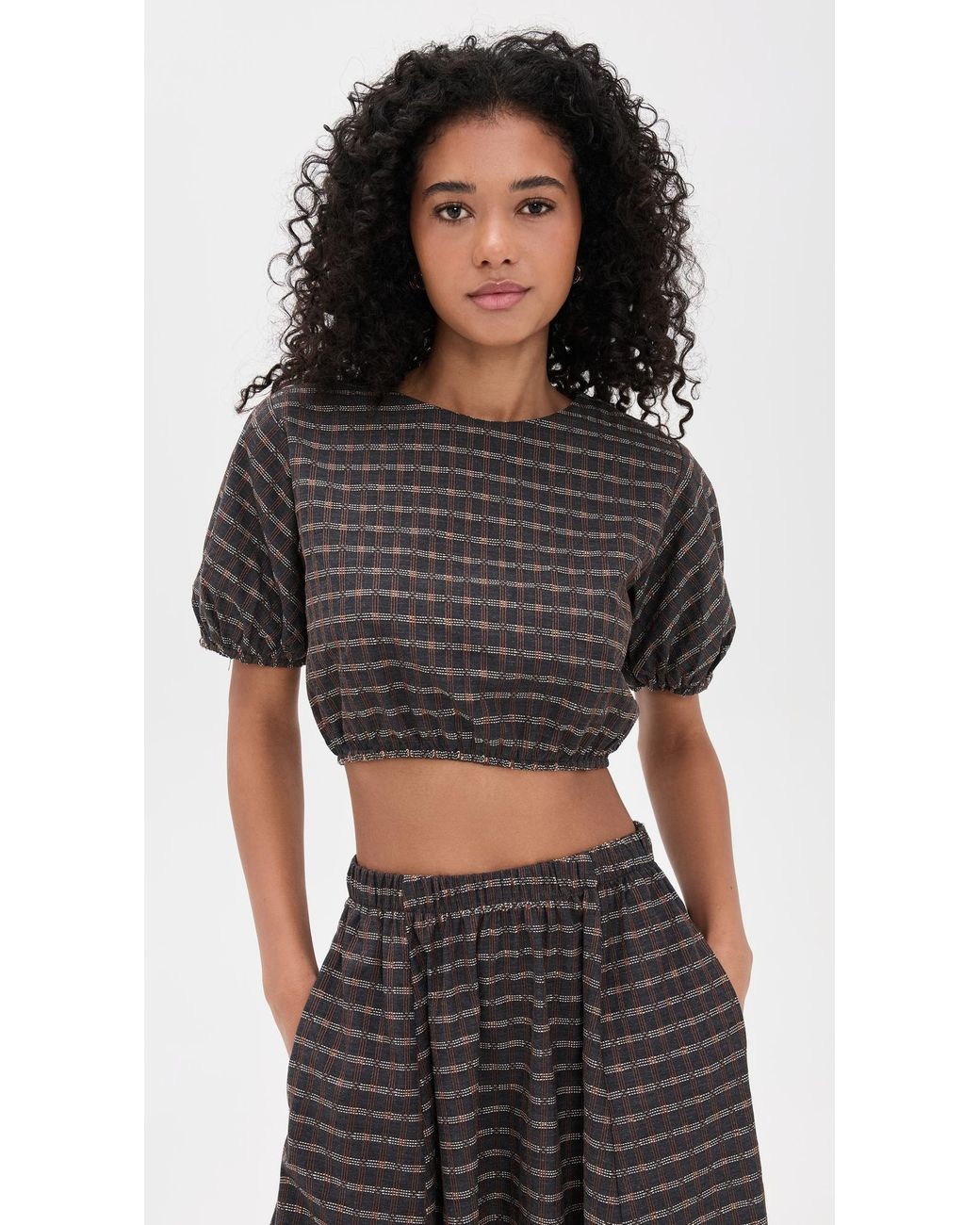Le Bos Black Lillian Cropped Blouse
