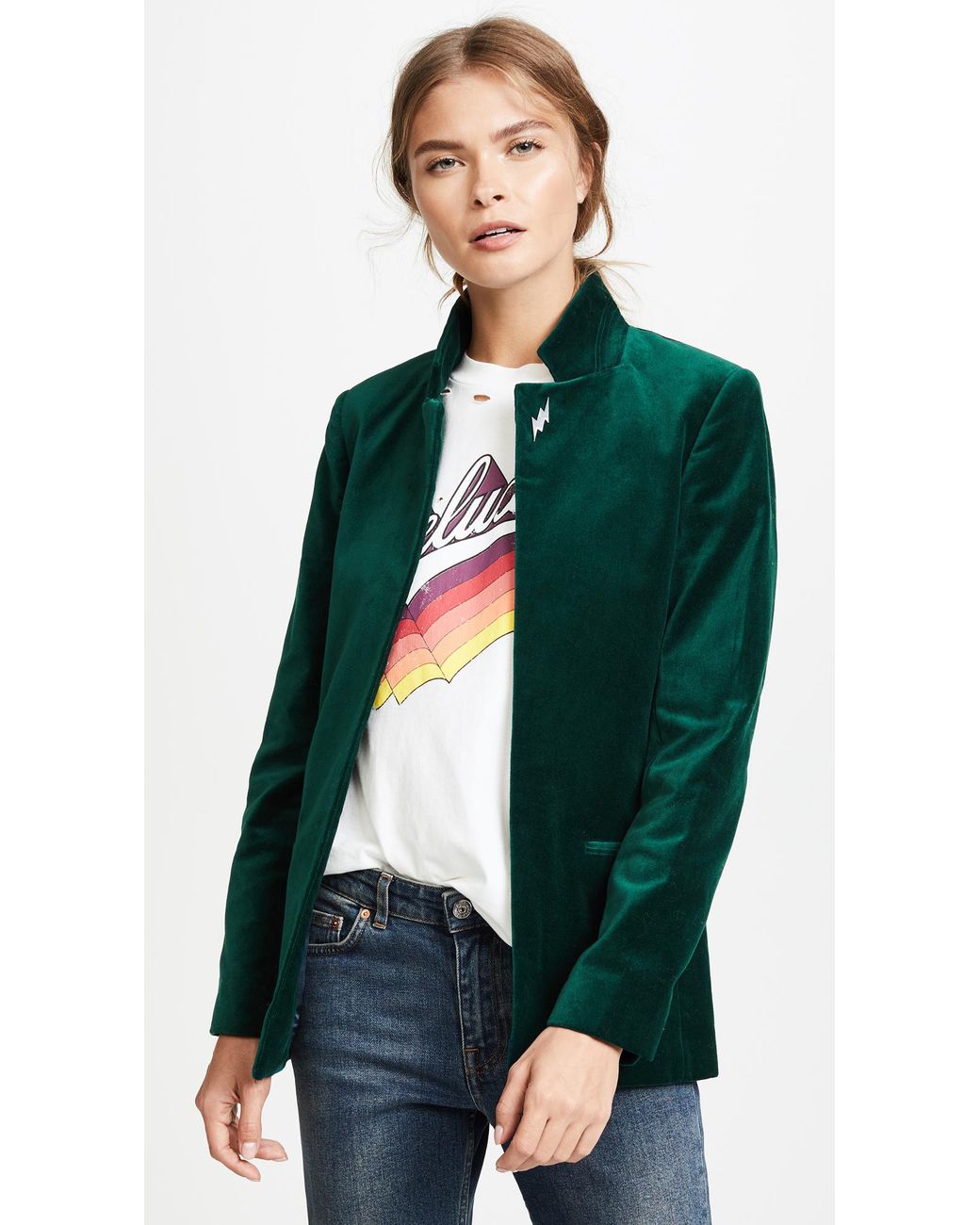 Zadig & Voltaire Volly Velvet Blazer in Green | Lyst Canada