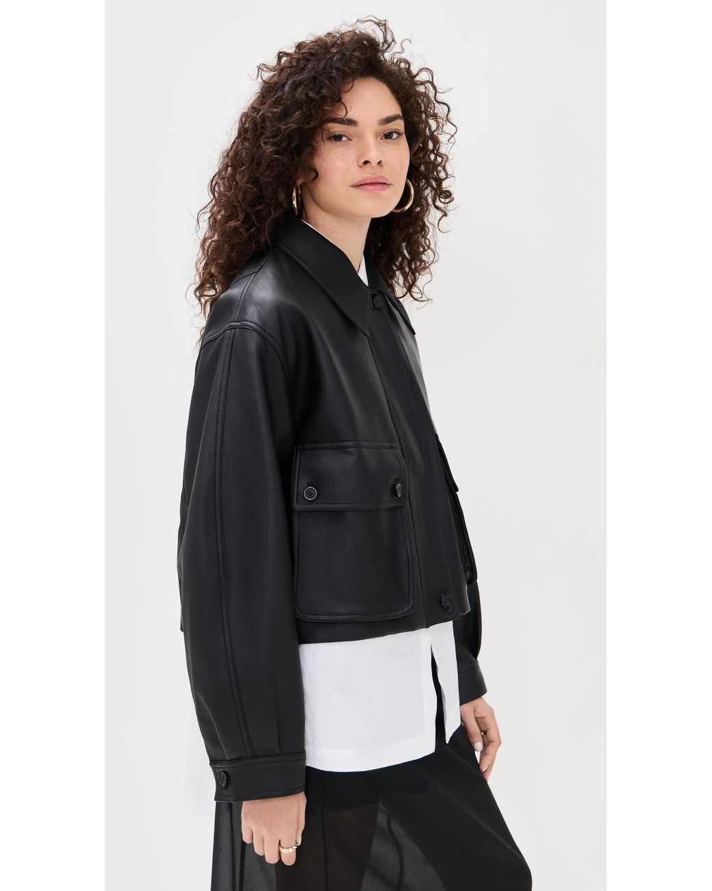 Pixie Market Black Patch Pocket Faux Leather Jacket