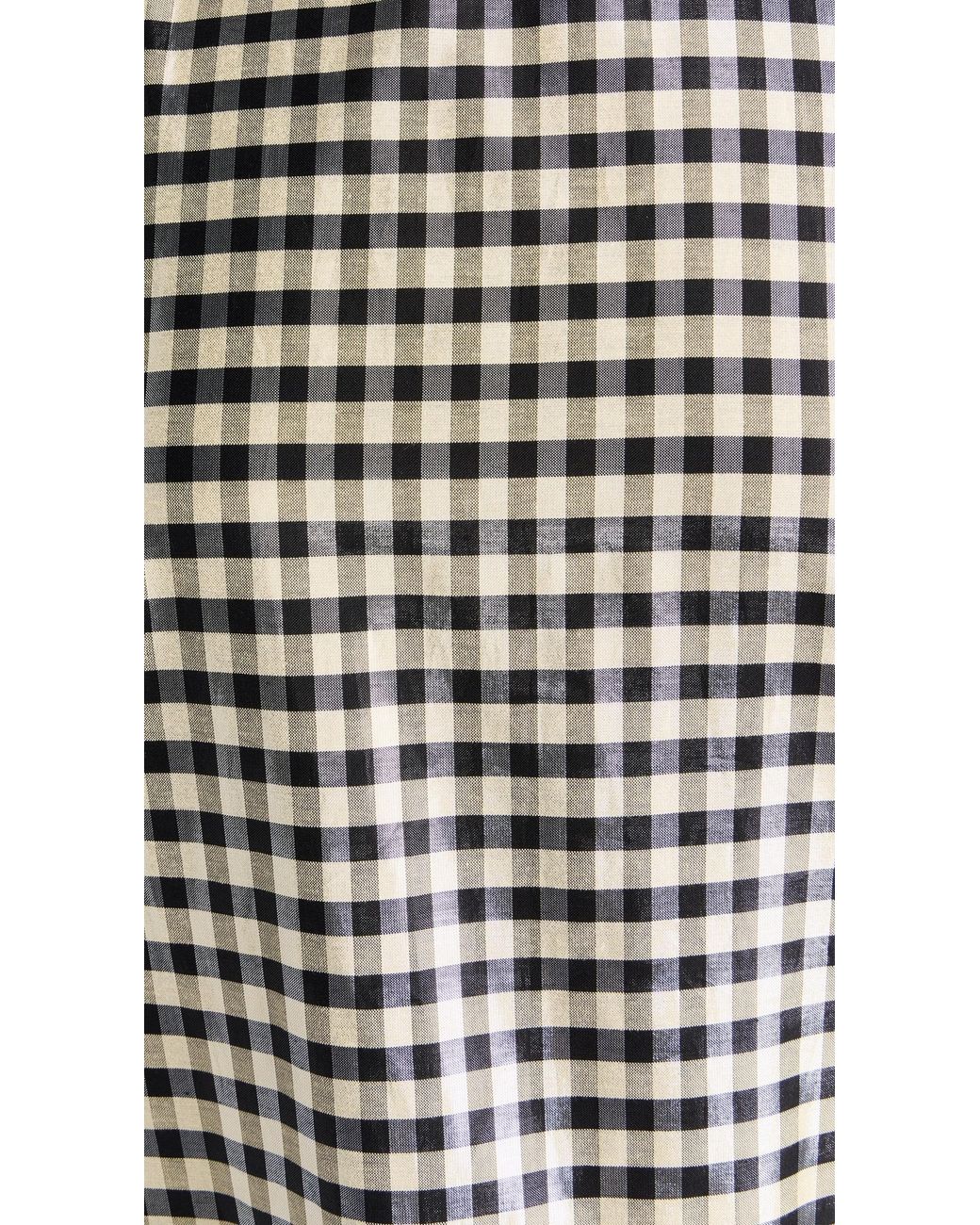 Ganni Shiny Check Jacquard Midi Dress in White | Lyst