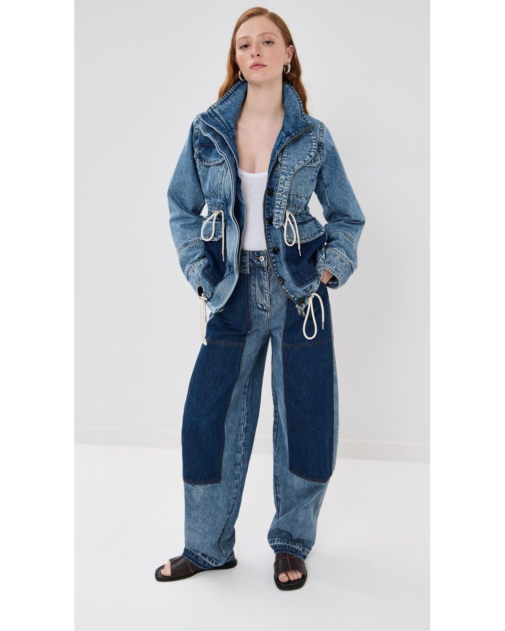 Co. Blue Denim Patchwork Pants