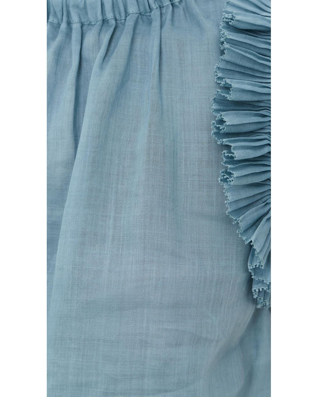 Sea Blue Anise Solid Flutter Sleeve Top