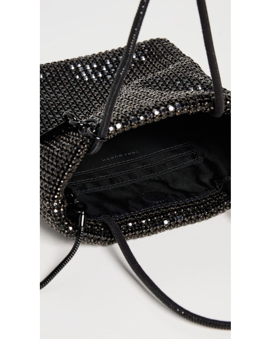 Tory Burch Night Owl Crystal Embellished Mini Tote in Black