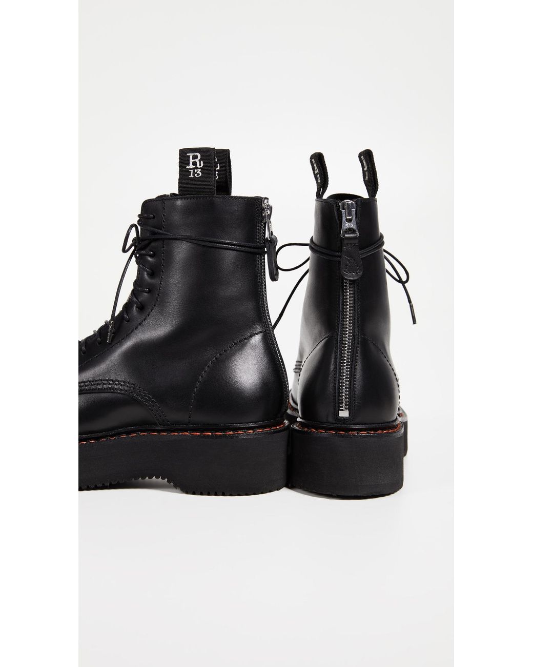 R13 Black Platform Combat Boots